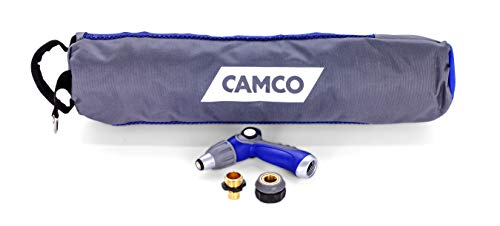 Camco 40’ Coiled Water Nozzle with Adjustable Spray Pattern Kit – Hose...