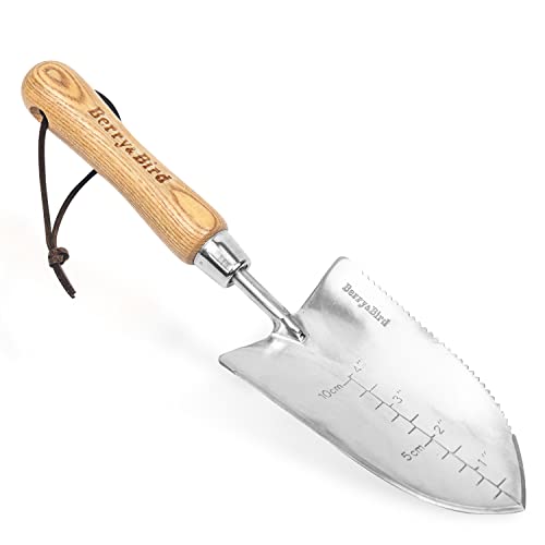 Garden Serrated Planting Trowel, Multifunctional Shovel with ash Wood and...