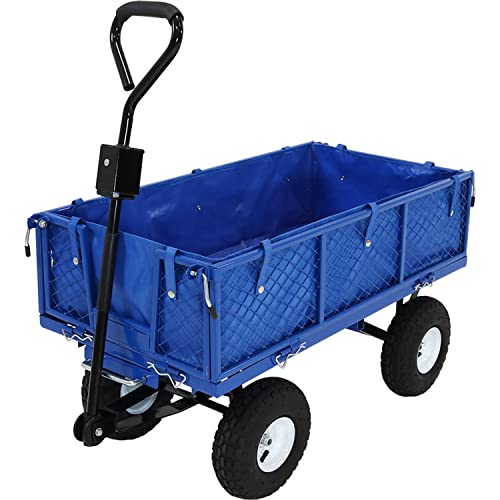 Sunnydaze Utility Steel Dump Garden Cart with Liner Set - Outdoor Lawn...