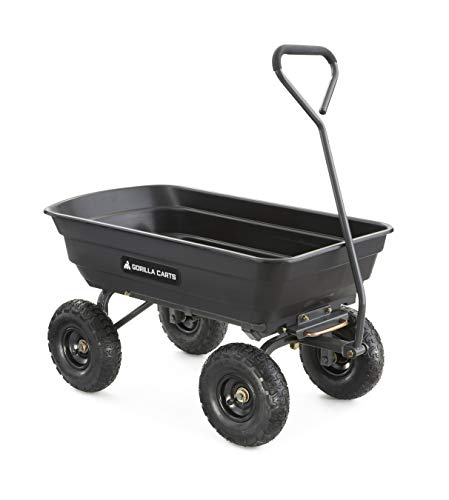 Gorilla Carts GOR4PS Poly Garden Dump Cart with Steel Frame and 10-in....
