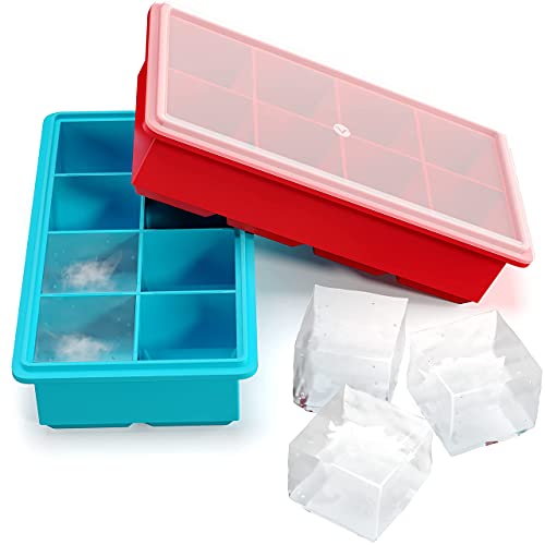 Vremi Stackable Large Ice Cube Trays — Pack of 2 Silicone Trays — 8...