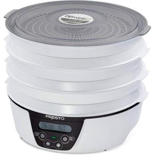 Presto Dehydro Electric Food Dehydrator, 6 trays, white and black