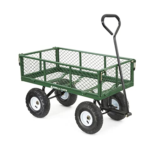 Gorilla Carts GOR400-COM Steel Garden Cart with Removable Sides, 400-lbs....