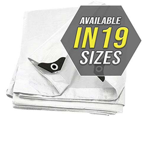 Tarp Cover White Heavy Duty 10X12 Thick Material, Waterproof, Great for...