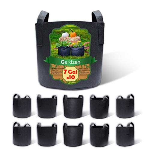 Gardzen 10-Pack 7 Gallon Grow Bags, Aeration Fabric Pots with Handles