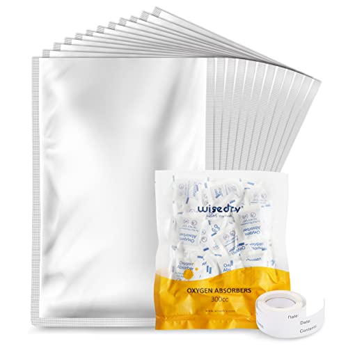 wisedry [100 Packs] 1-Gallon Mylar Bags (4 Mil, 15''x10'') with 300cc...