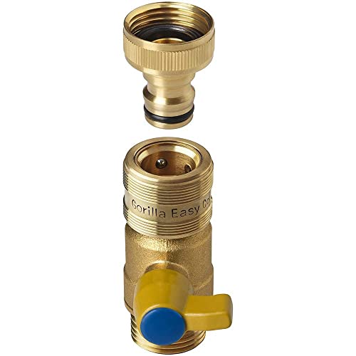 GORILLA EASY CONNECT Garden Hose Quick Connect Fittings with Ball Valve. ¾...