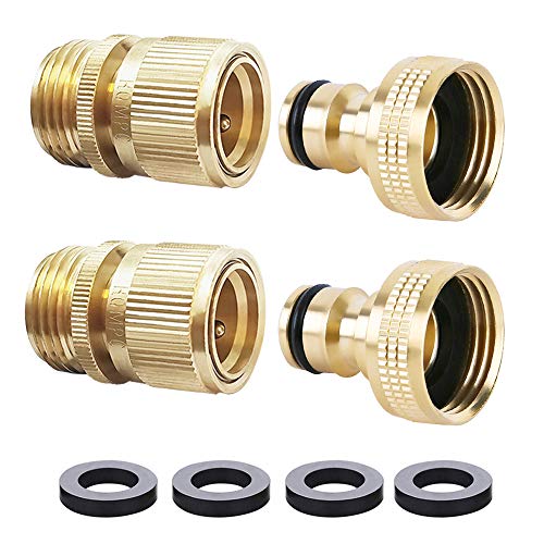 HQMPC Garden Hose Quick Connect Solid Brass Quick Connector Garden Hose...