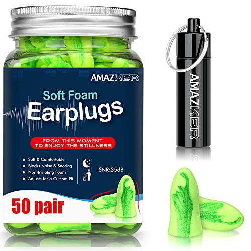 Ear Plugs AMAZKER Bell-Shaped 60 Pairs Ultra Soft Earplugs SNR-35dB Perfect...