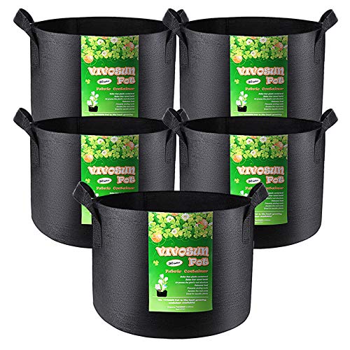 VIVOSUN 5-Pack 30 Gallons Grow Bags, Heavy Duty Thickened Nonwoven Fabric...