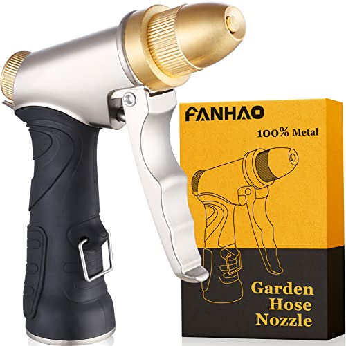 FANHAO Garden Hose Nozzle, 100% Heavy Duty Metal Spray Nozzle High Pressure...