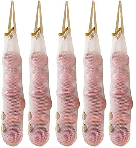 AHYUAN Hanging Mesh Storage Bags 5 Pack Onion Bags Mesh Garlic Net Bags...