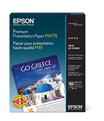 Epson Premium Presentation Paper MATTE (8.5x11 Inches, 100 Sheets)...