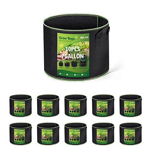 Delxo 10-Pack 7 Gallon Grow Bags Heavy Duty Growing Fabric Pots Thickened...