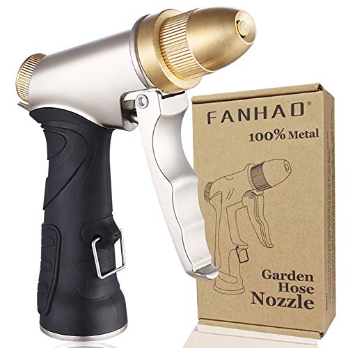 FANHAO Garden Hose Nozzle, 100% Heavy Duty Metal Spray Nozzle High Pressure...