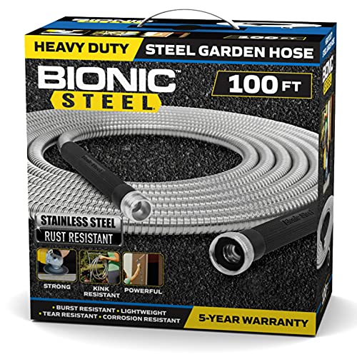 Bionic Steel 100 Foot Garden Hose 304 Stainless Steel Metal Water Hose –...