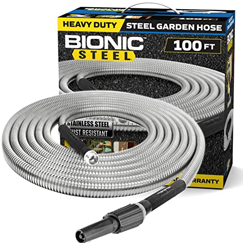 Bionic Steel 100 Foot Garden Hose 304 Stainless Steel Metal Water Hose –...