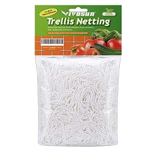VIVOSUN 5 x 30 ft. Plant Trellis Netting, Heavy-Duty Polyester Grow Net,...