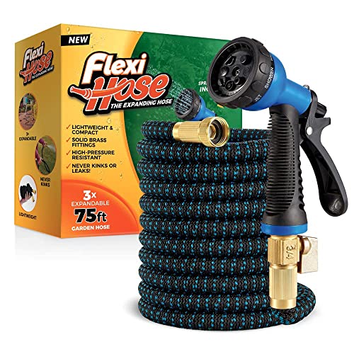 Flexi Hose with 8 Function Nozzle Expandable Garden Hose, Lightweight &...