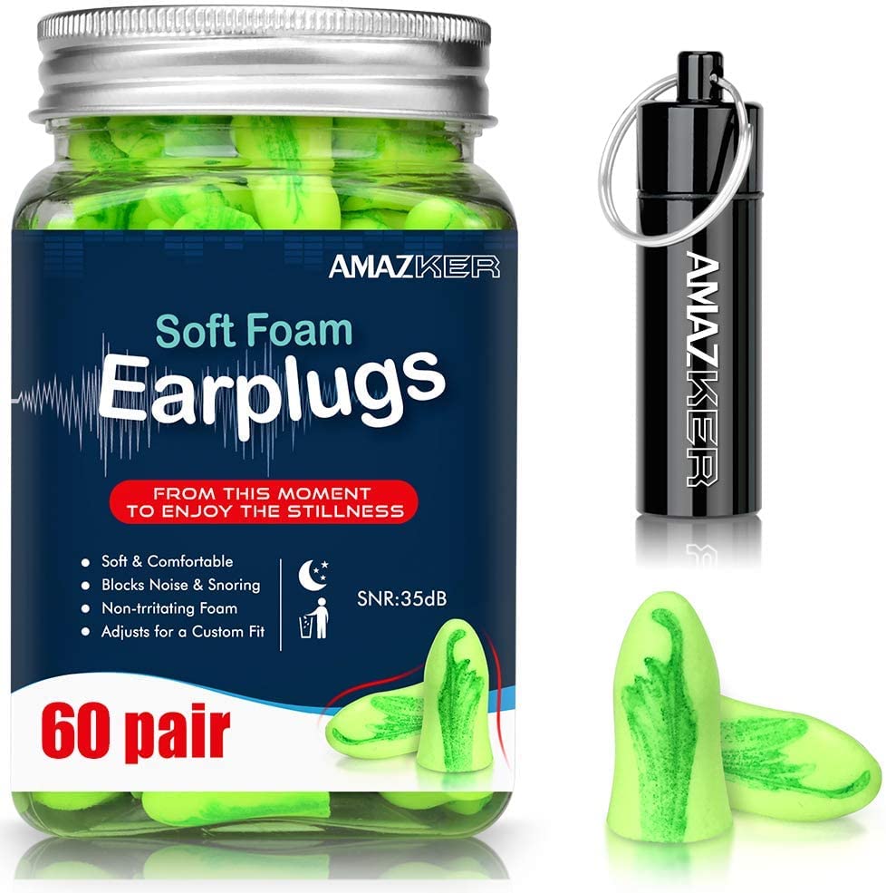 Ear Plugs AMAZKER Bell-Shaped 60 Pairs Ultra Soft Earplugs SNR-35dB Perfect...