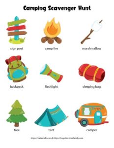  Foto zu Free Printable Camping Scavenger Hunt for kids - Together Time Family 