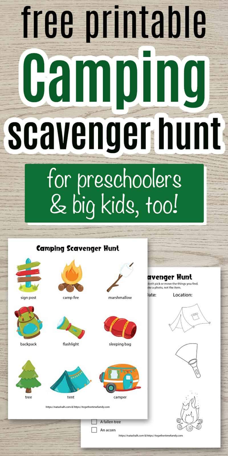 Free Printable Camping Scavenger Hunt for kids Together Time Family