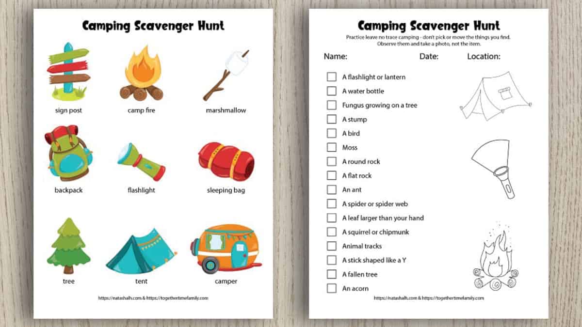 Free Printable Camping Scavenger Hunt For Kids Together Time Family