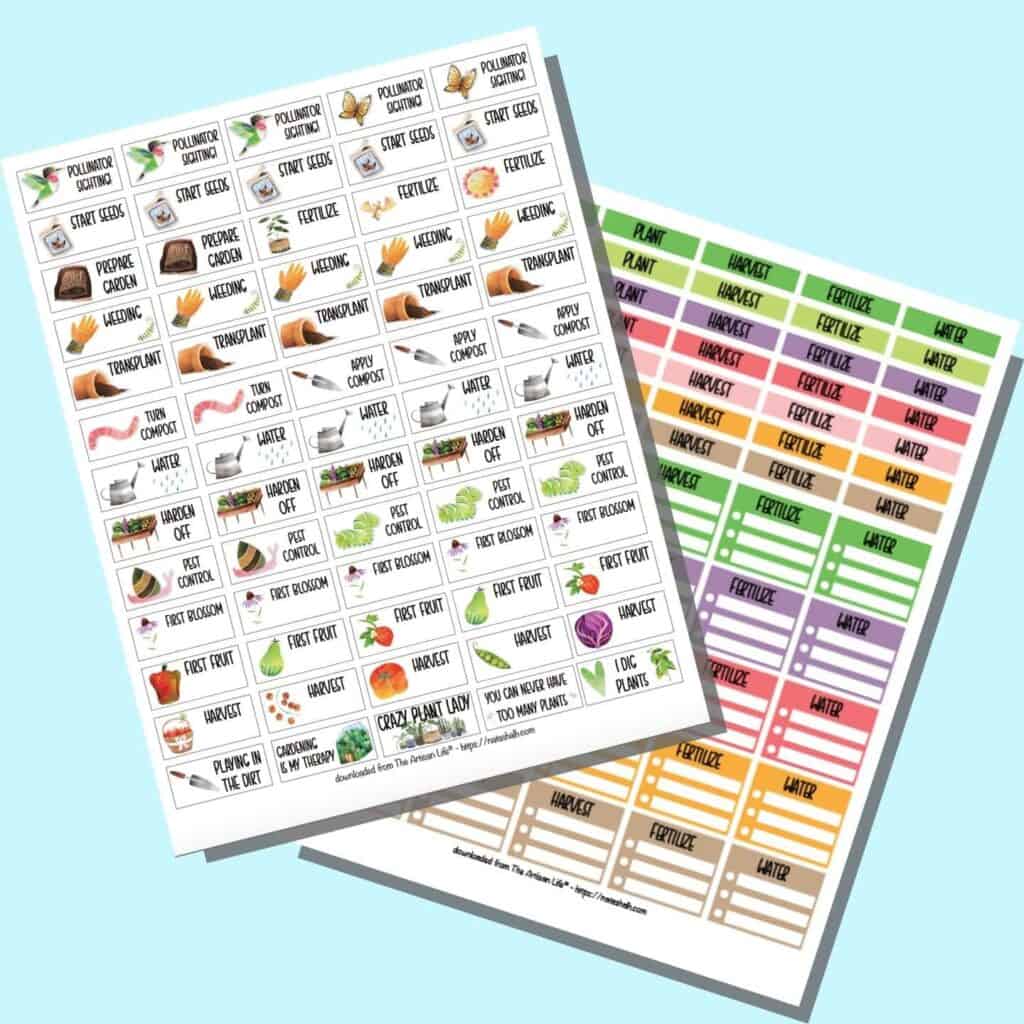 A preview of two pages of garden planner sticker for Happy Planner Classic. 