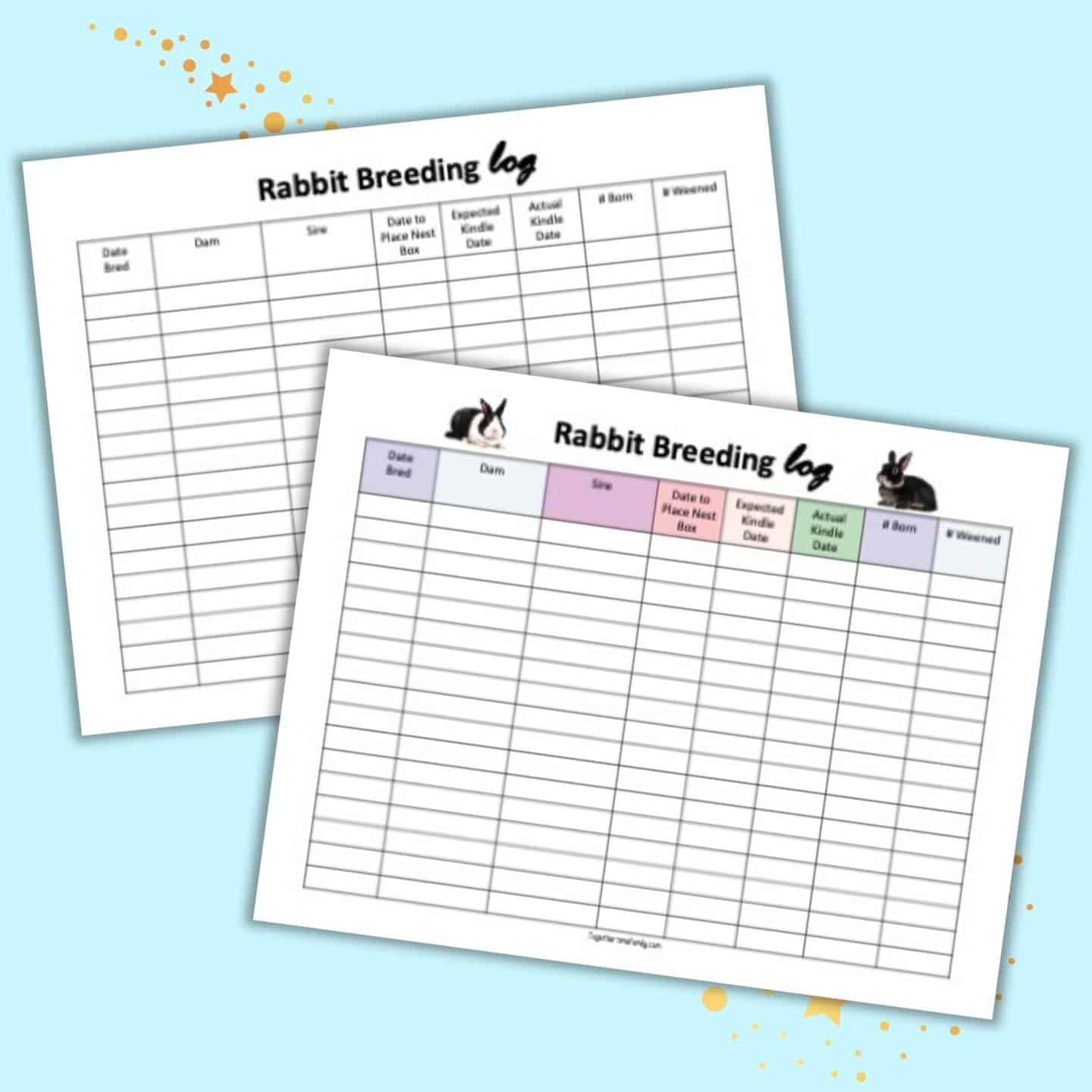 Free Printable Rabbit Breeding Log Together Time Family