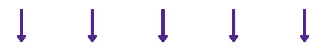 A line of five purple arrows pointing downwards