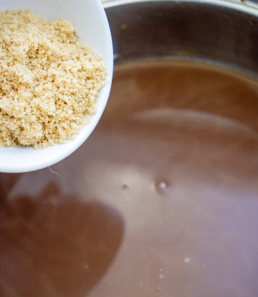 adding brown sugar to hot chocoalte
