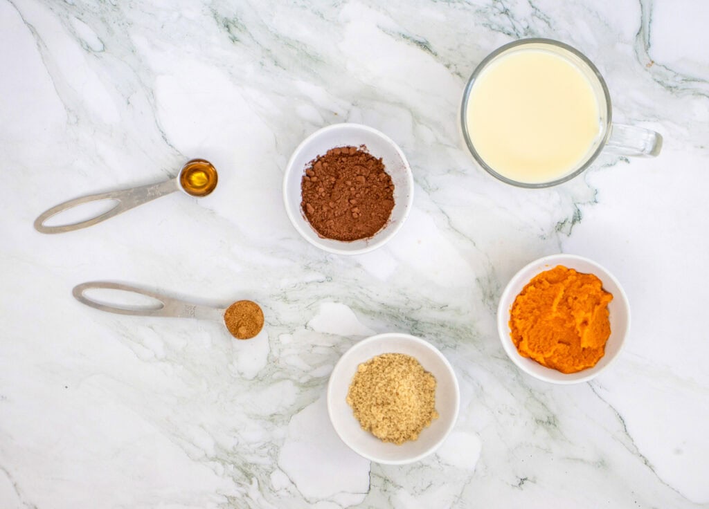 ingredients for pumpkin pie hot chocoalte