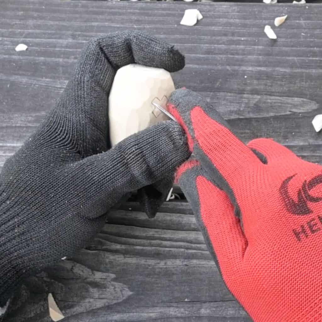 scoring the edges of a jack o lantern face design