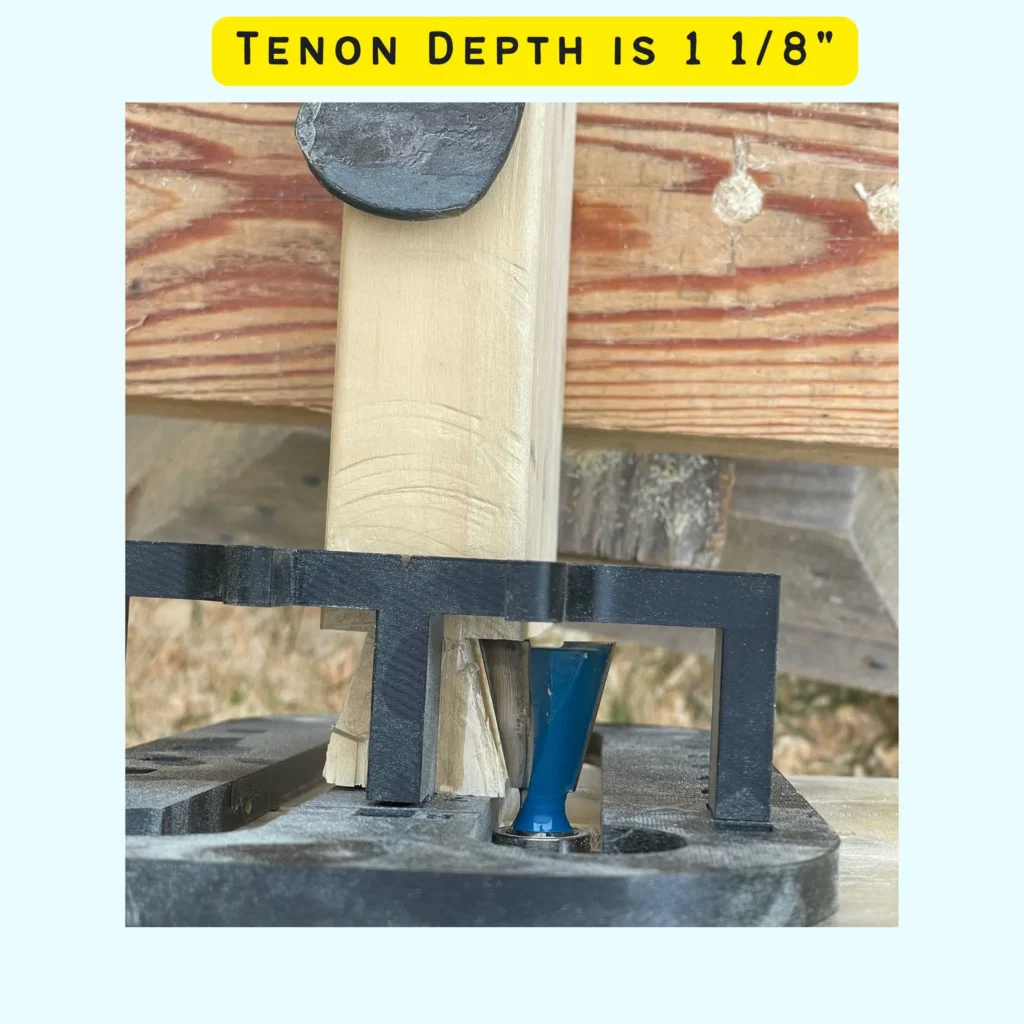 an image showing the depth of tenon made using a dovetail router jig